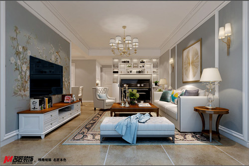 德陽市半山紅峽美式風(fēng)格三居室裝修案例