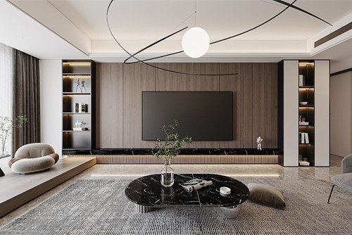 德陽市采氣隊家屬區(qū)輕奢風格三居室裝修案例