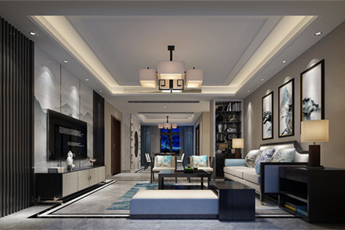 泰州市春江花城新中式風(fēng)格三居室裝修案例