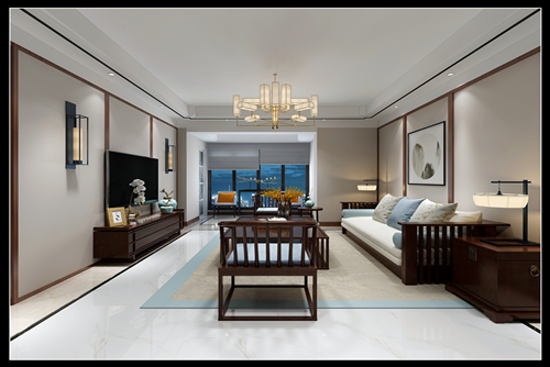 百色市保合時代廣場新中式風格四居室裝修案例