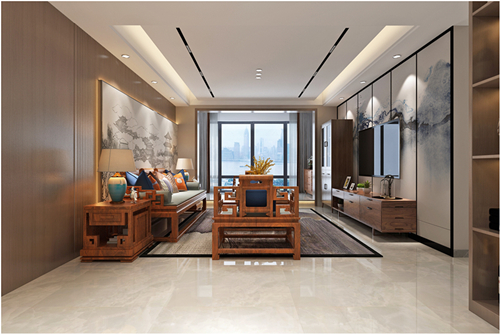 百色市田東碧桂園新中式風格三居室裝修案例