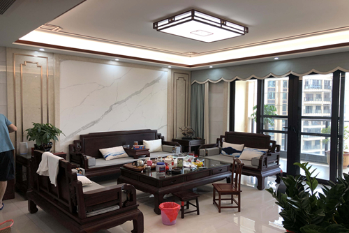 河源市碧浪大廈新中式風(fēng)格三居室裝修案例