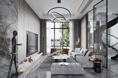 涼山彝族自治州安寧小區(qū)現代風格別墅裝修案例