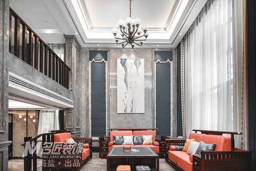 嘉興市鴻翔海棠灣新中式風格別墅裝修案例