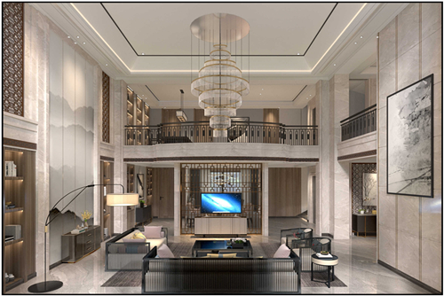 淮安市宏元國際廣場新中式風(fēng)格別墅裝修案例