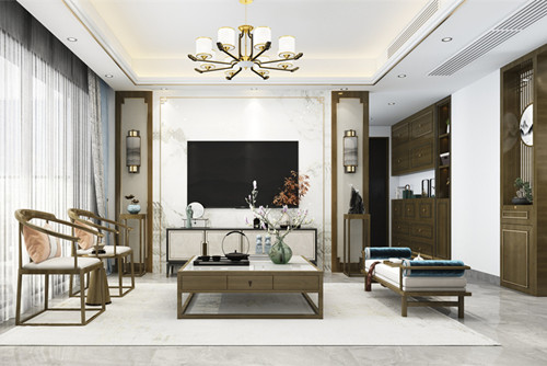 中山市品湖居新中式風(fēng)格三居室裝修案例
