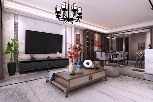 中山市佳兆業(yè)香山御府新中式風格三居室裝修案例