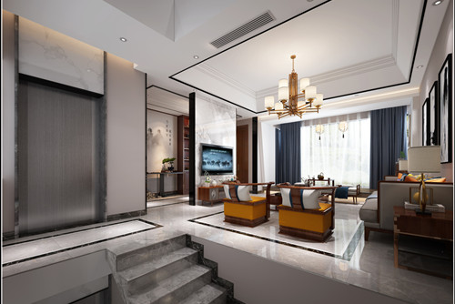 中山市萬(wàn)科柏悅灣新中式風(fēng)格別墅裝修案例