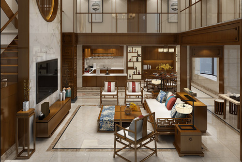 ?？谑袨I江世紀(jì)佳城北區(qū)新中式風(fēng)格別墅裝修案例