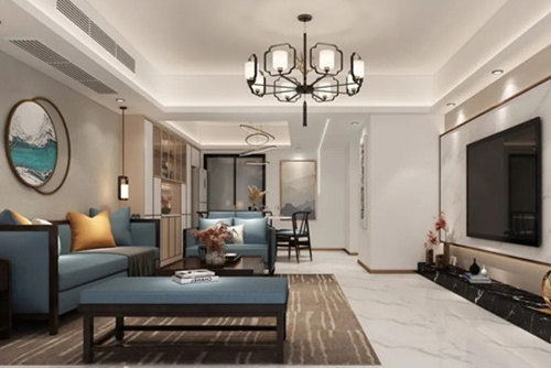 潮州市北橋大廈新中式風(fēng)格四居室裝修案例