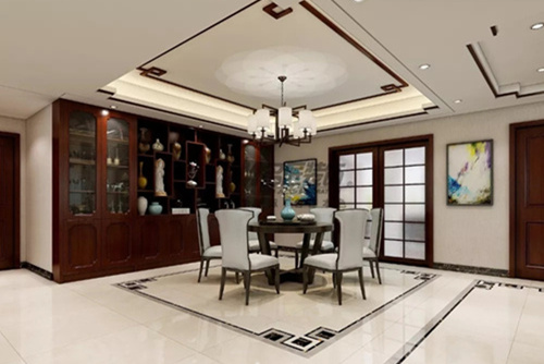 合肥市樂富強悅?cè)跒趁朗斤L格三居室裝修案例